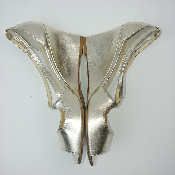 Butter Italy Leather Metallic Gold Wedge 8.5 - Picture 4 of 9